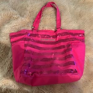 Victorias Secret hot pink sequin tote